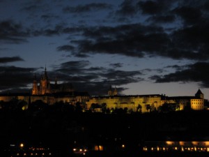 Praha Castle The castle at night from Charles Bridge