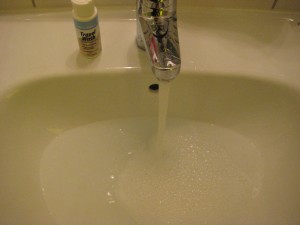 img_4395 2. Fill the sink with handy dandy Rick Steves Travel Wash and water.