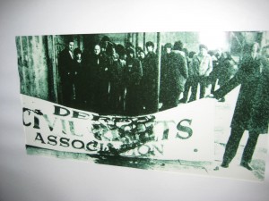 IMG_9657 A photo from the Bloody Sunday uprising - this banner is smeared with the blood of an unarmed young man who was shot by the police.
