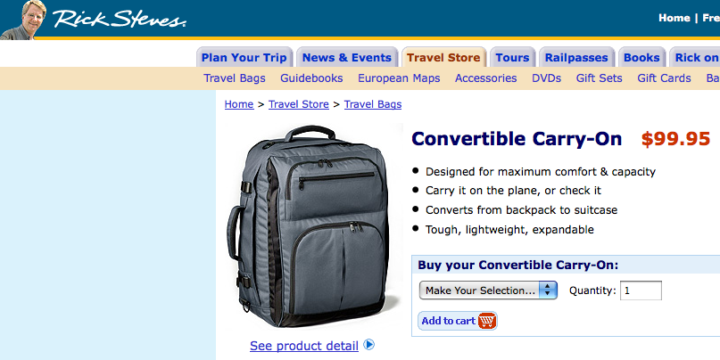 convertible carry-on The bag, as seen on Rick's website