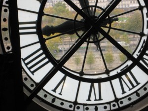 IMG_0857 One of the old train station clocks-- with a view of the Seine River